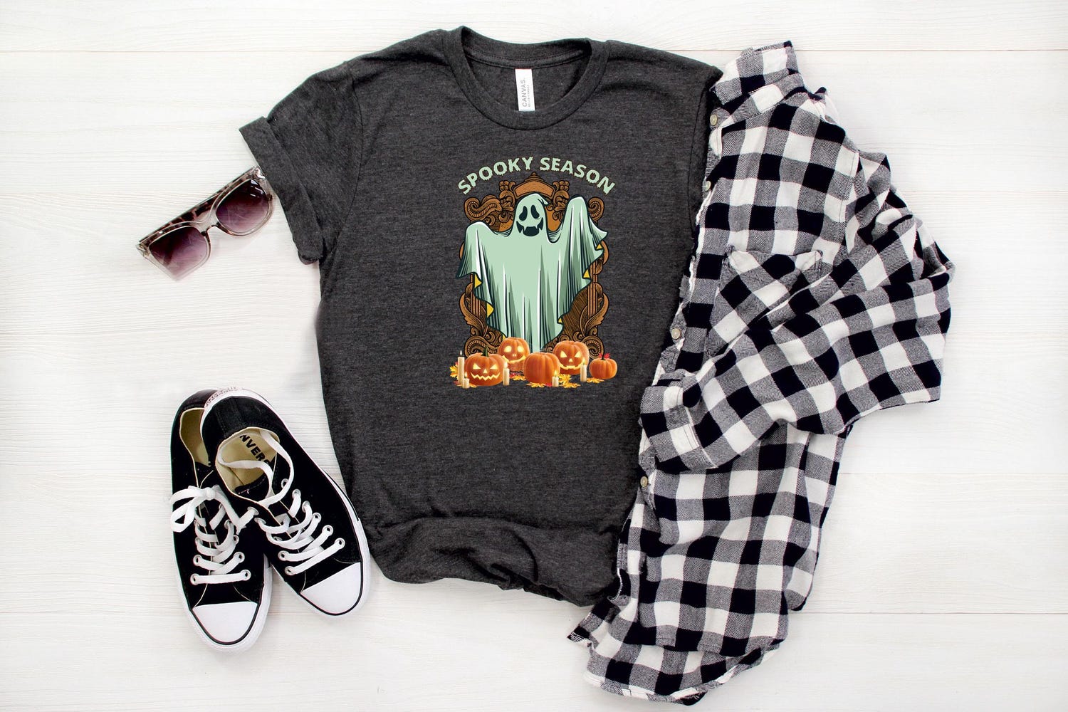 Spooky Season Halloween T-shirt | Funny Fall Shirt | Ghost Costume Tee | Family Halloween Gift image 5