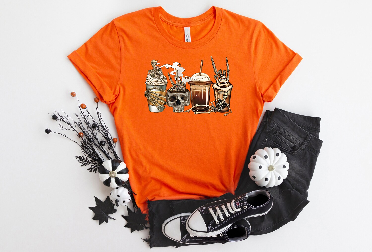 Halloween Ghost Coffee Shirt - Funny Scary Pumpkin Design - Perfect Halloween Party Gift image 4