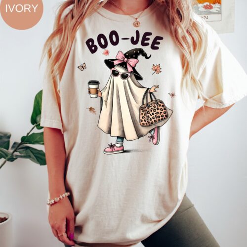 Women's Boojee Halloween 2024 T-Shirt Cute Boujee Ghost Comfort Color Boo-Jee Tee image 0