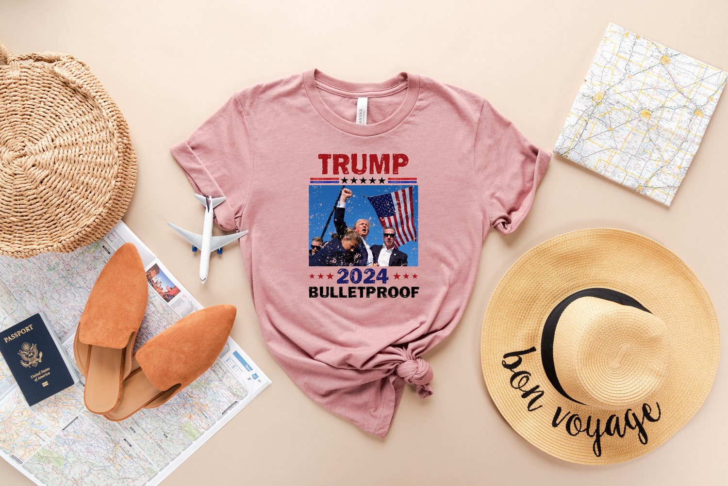 Donald Trump 2024 Presidential Campaign T-Shirt | Trump Shooting Design | Bulletproof Trump image 1