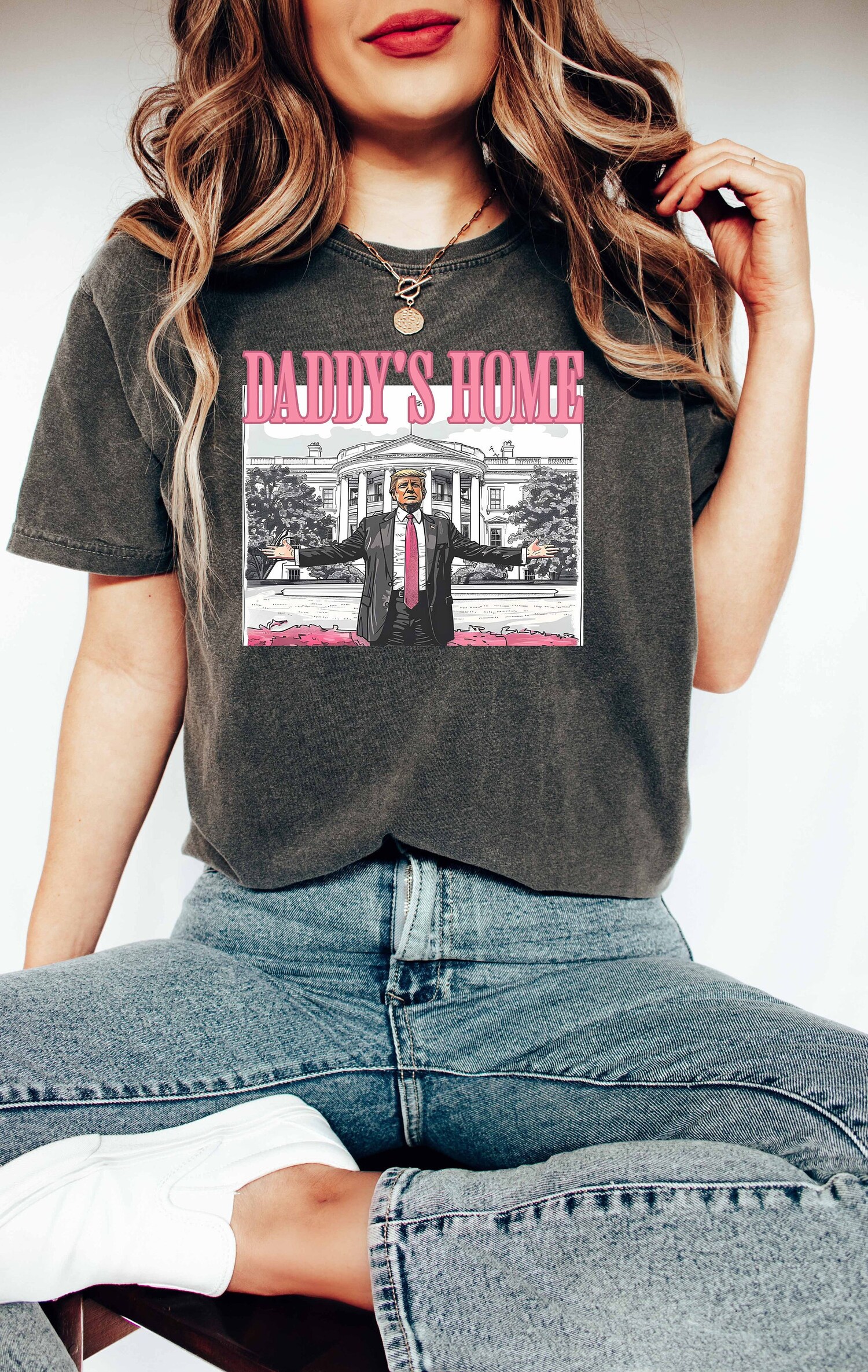 Daddy's Home Trump 2024 Shirt Republican Funny Gift Political Election Sweatshirt image 0