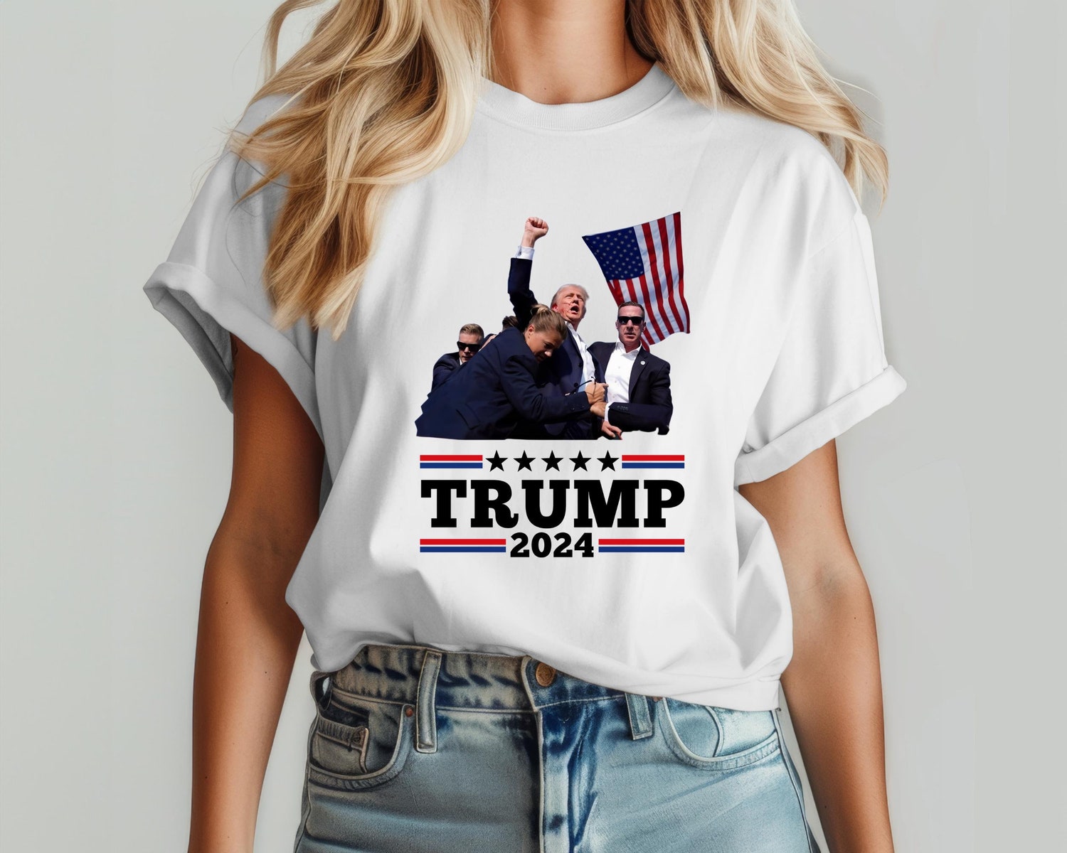 Trump 2024 I Stand With Trump T-Shirt | MAGA Support | President Election 2024 Republicans Shirt image 2