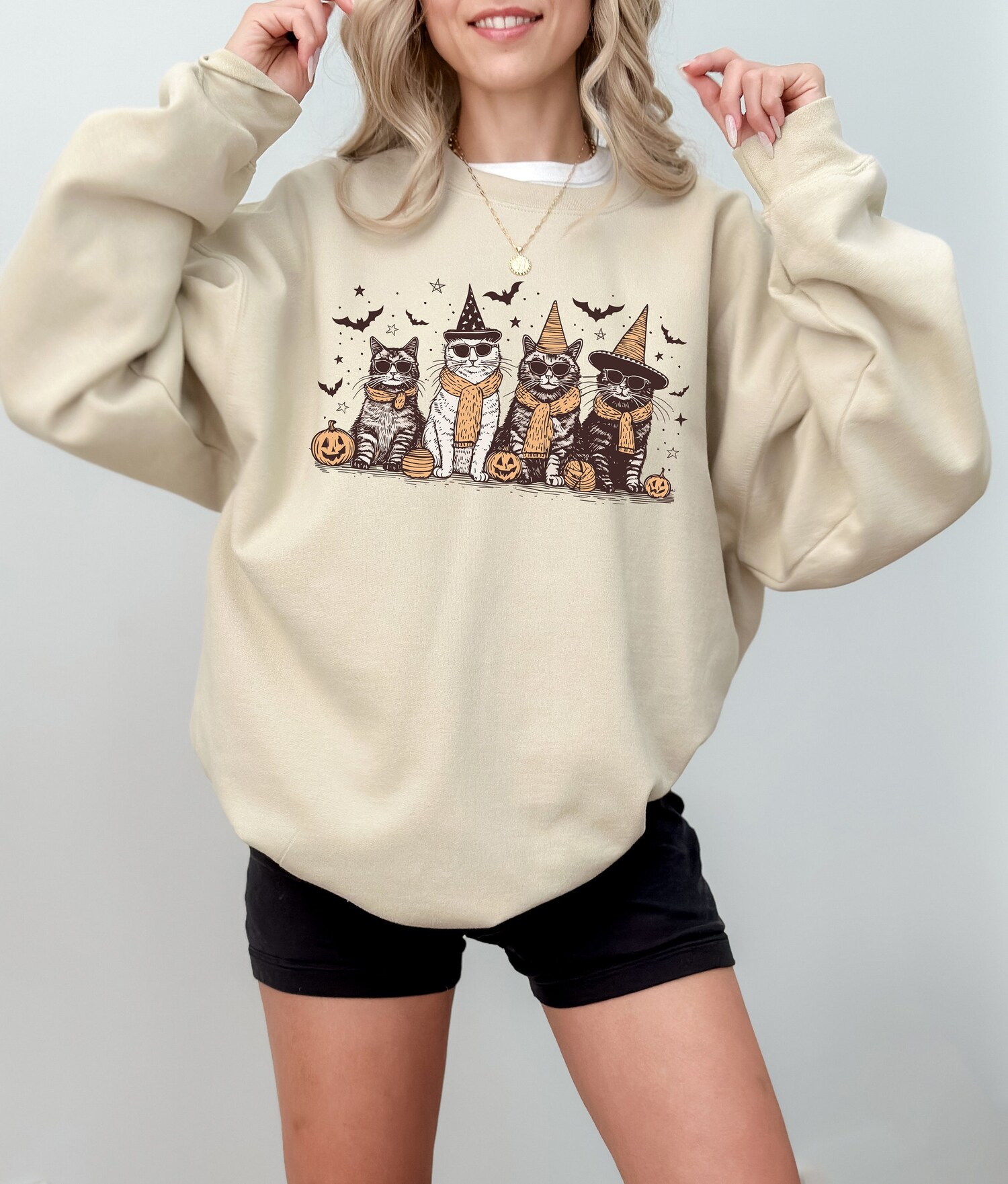 Cat Halloween Sweatshirt | Halloween Gifts for Her | Cute Cat Mom Sweatshirt | Gift for Daughter image 0