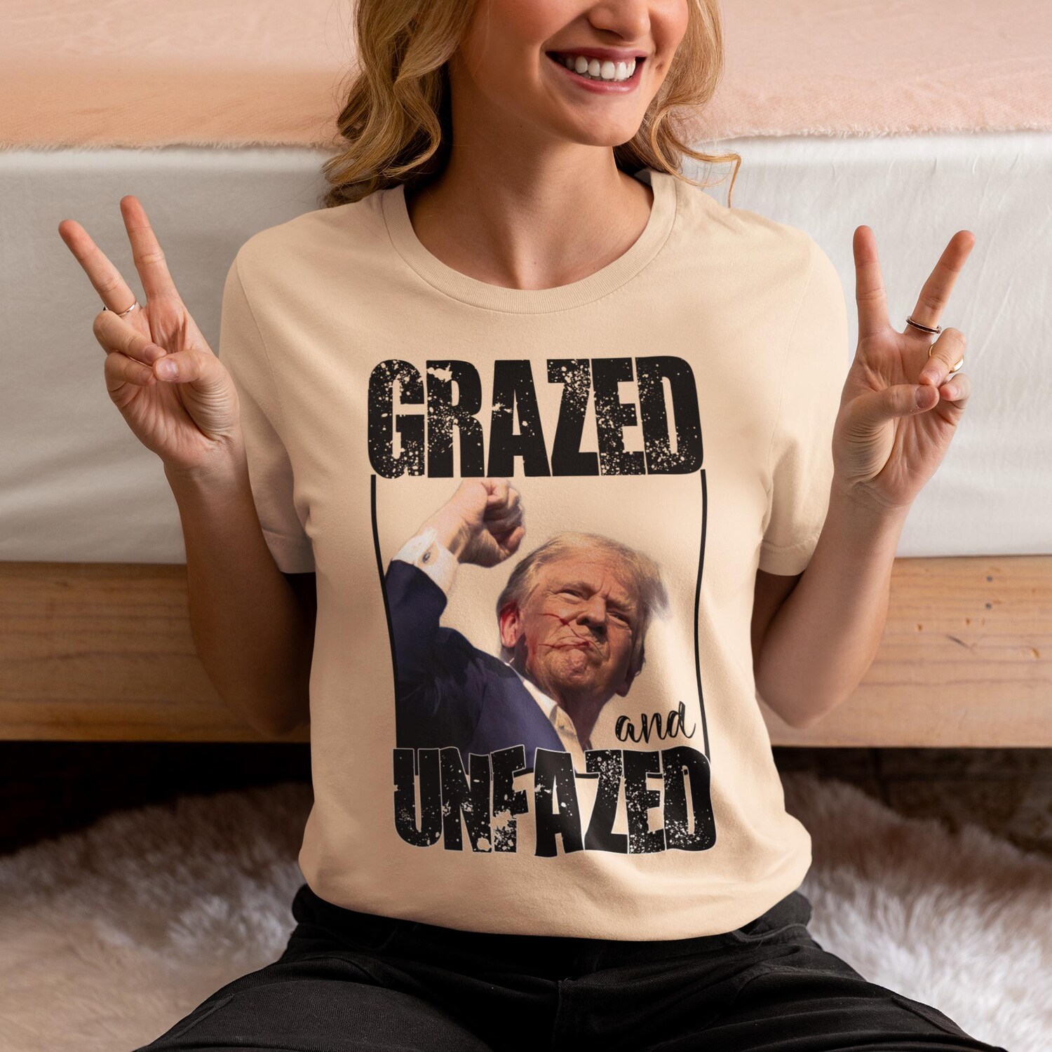 Donald Trump Grazed And Unfazed T-Shirt - Tribute & Fan Gift Apparel image 2