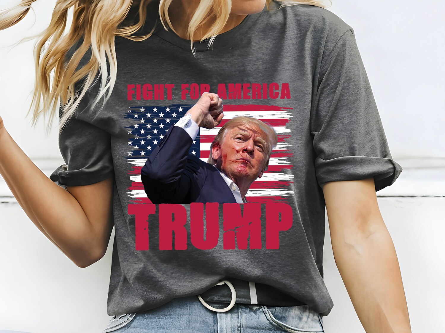 Trump Fight for America Shirt - Donald Trump Rally Sweatshirt - Political Statement Tee image 2