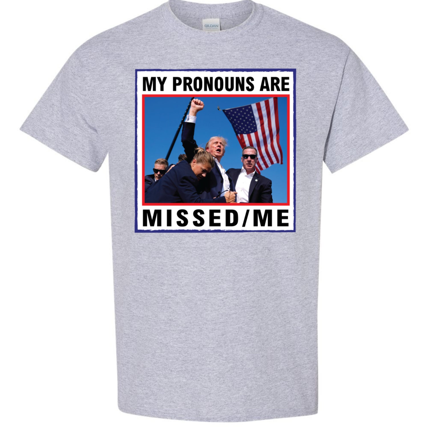 My Pronouns Are Missed/Me Trump 2024 MAGA Republican Election Funny Novelty T-Shirt image 2