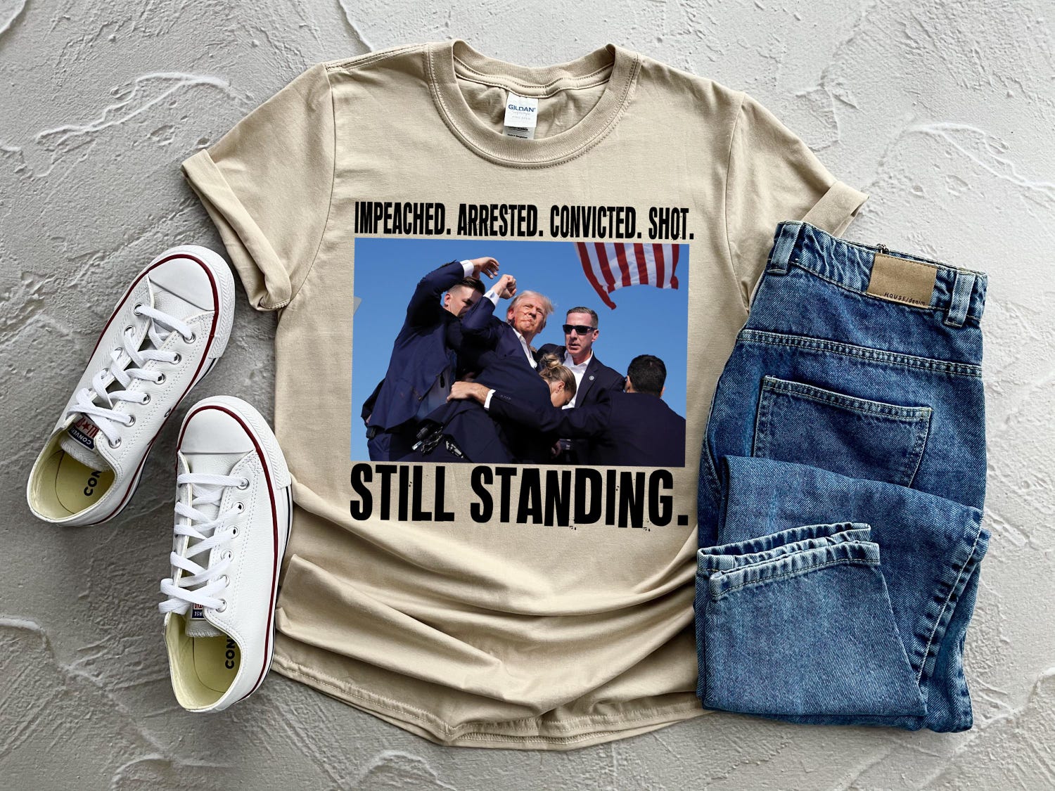 Trump 2024 Election Shirt - Impeached Arrested Convicted Still Standing - Support Trump image 4