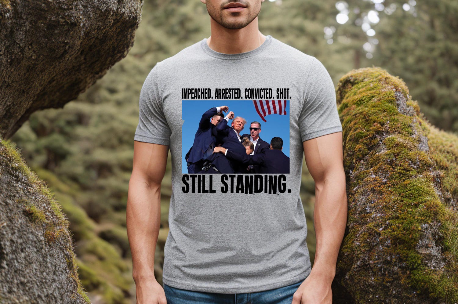 Trump 2024 Election Shirt - Impeached Arrested Convicted Still Standing - Support Trump image 3