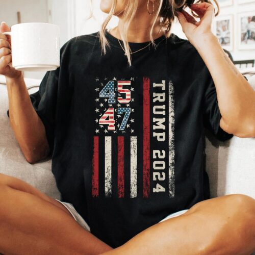 Trump 2024 American Flag Shirt President Election T-shirt Take America Back image 0