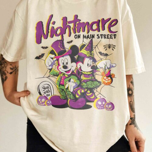 Mickey and Minnie Halloween Shirt Not So Scary Halloween Party 2024 Disneyland Gift Tee image 0