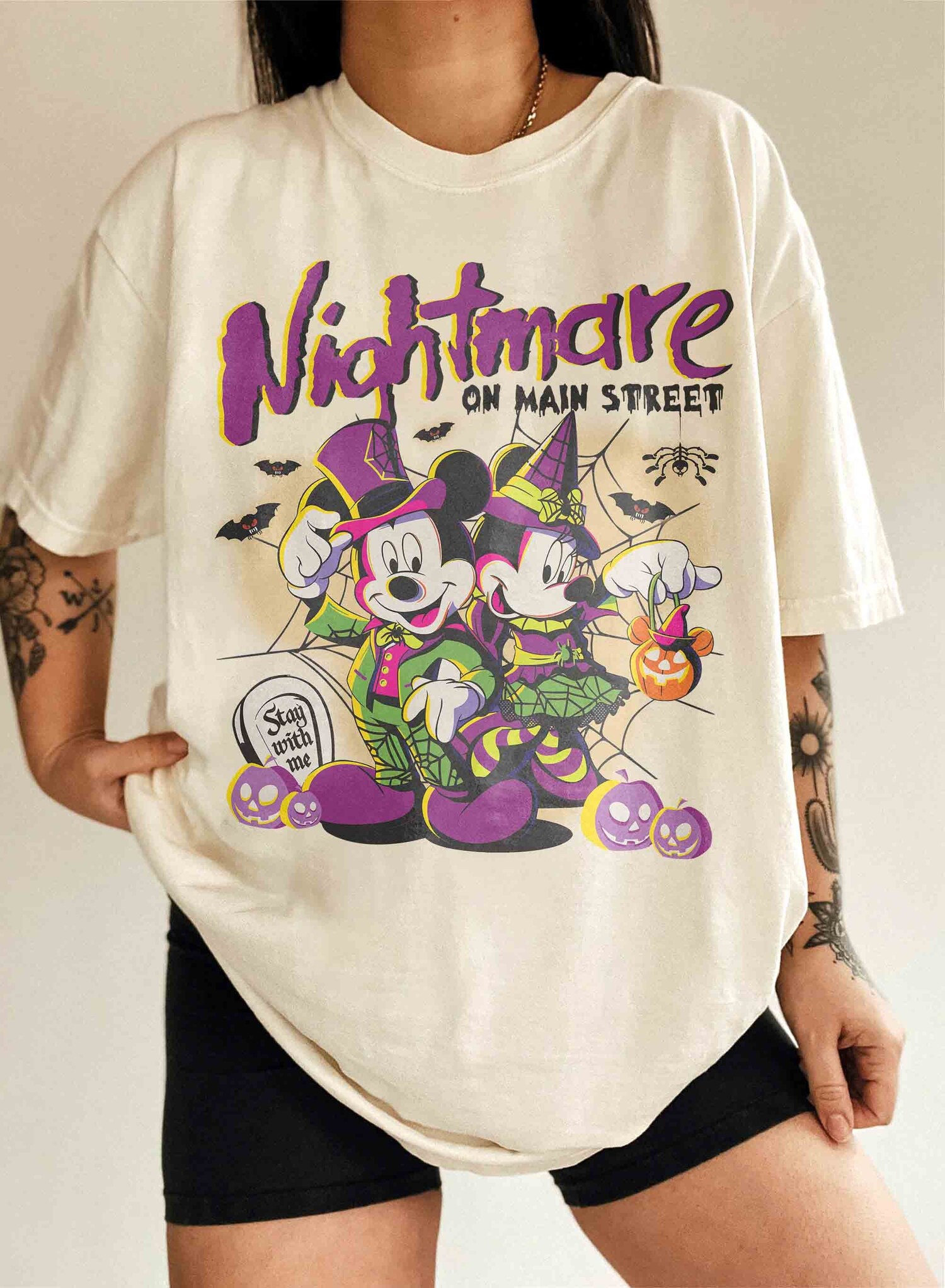 Mickey and Minnie Halloween Shirt Not So Scary Halloween Party 2024 Disneyland Gift Tee image 0