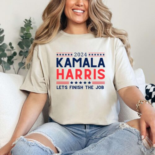 Kamala Harris 2024 Shirt | Finish the Job | Madam President Election Shirt | 2024 Presidential Tee image 0