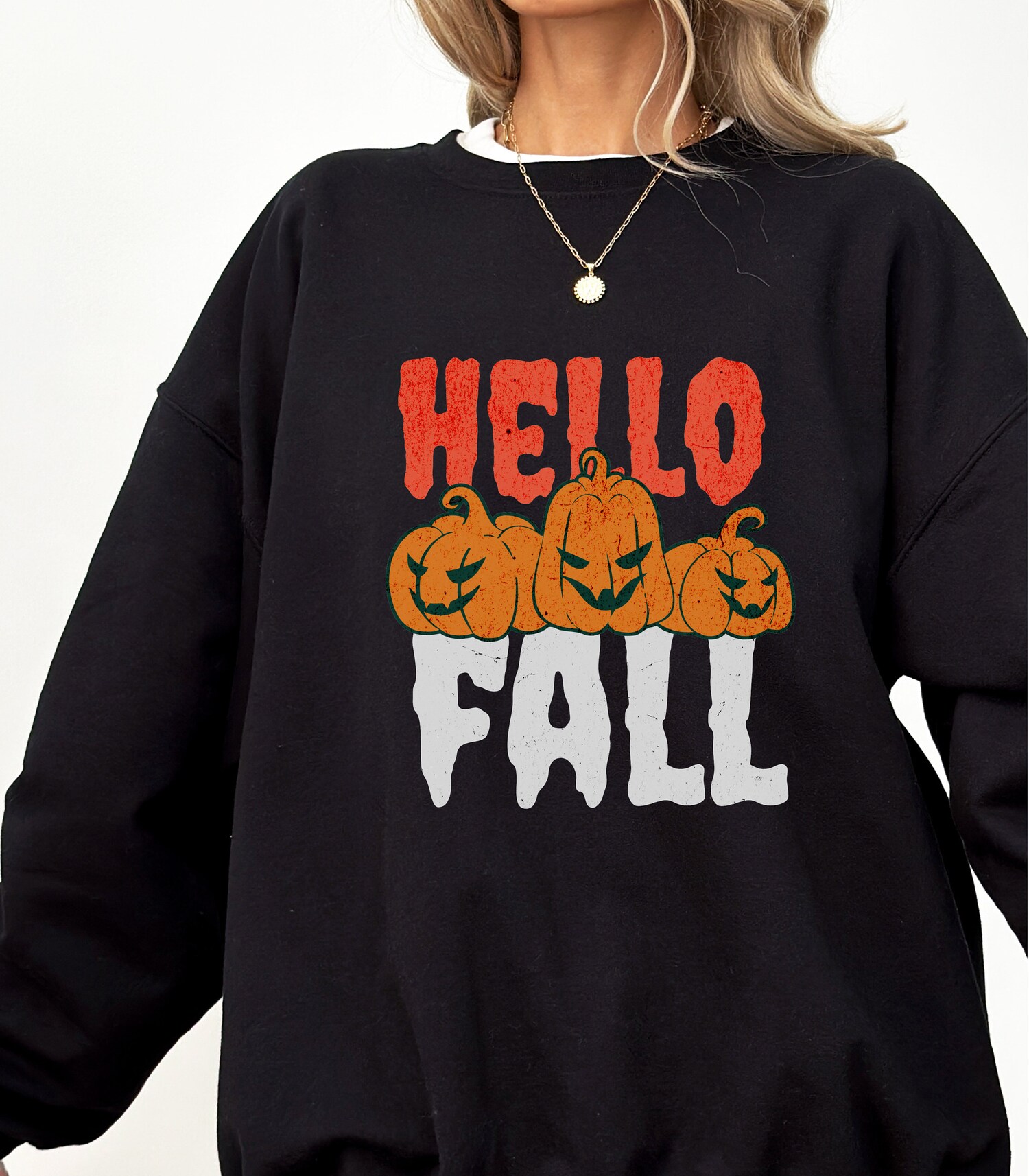 Retro Halloween Gildan Sweater Funny Halloween Crewneck Pumpkin Sweater Costume Shirt image 0