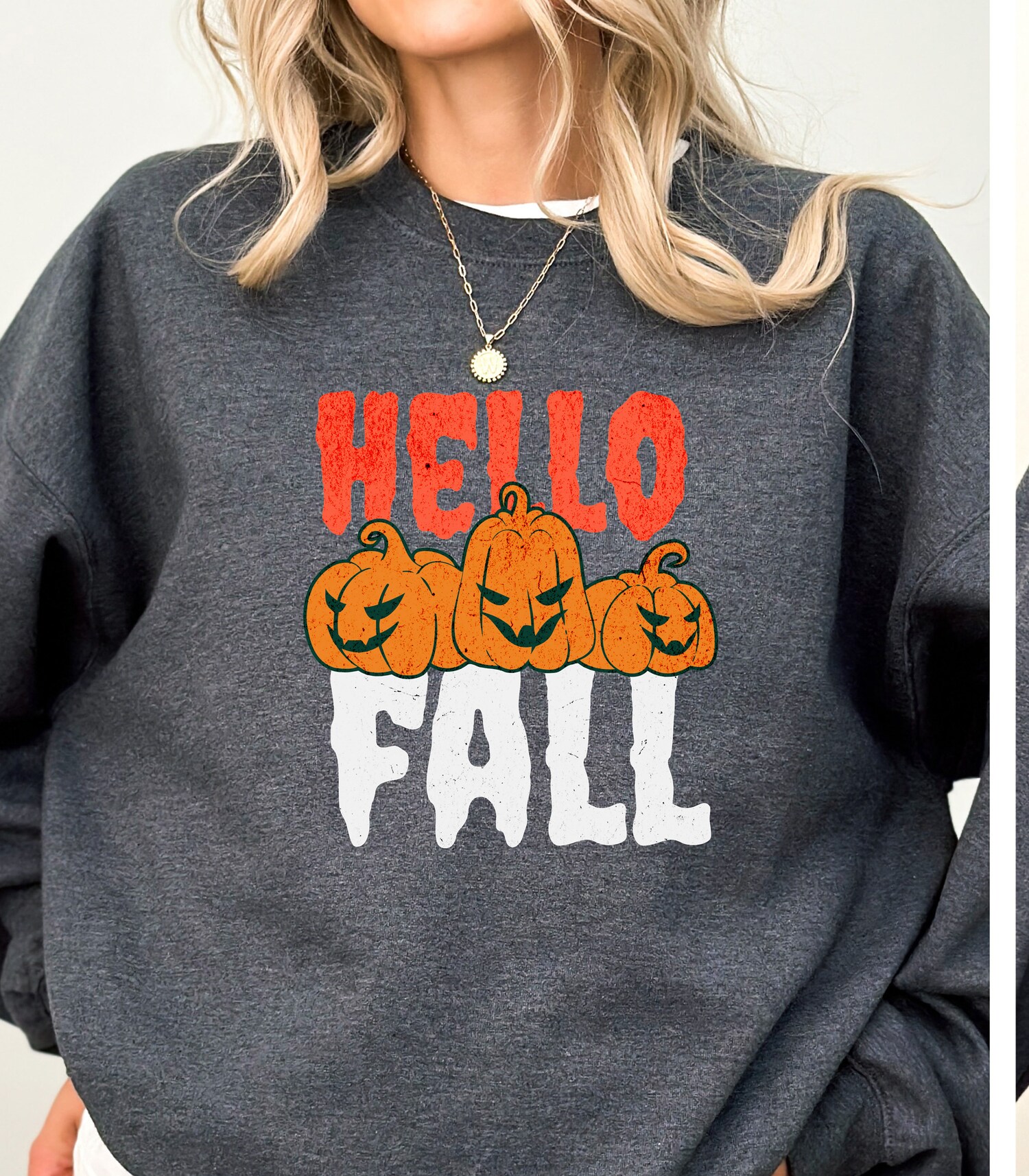 Retro Halloween Gildan Sweater Funny Halloween Crewneck Pumpkin Sweater Costume Shirt image 1