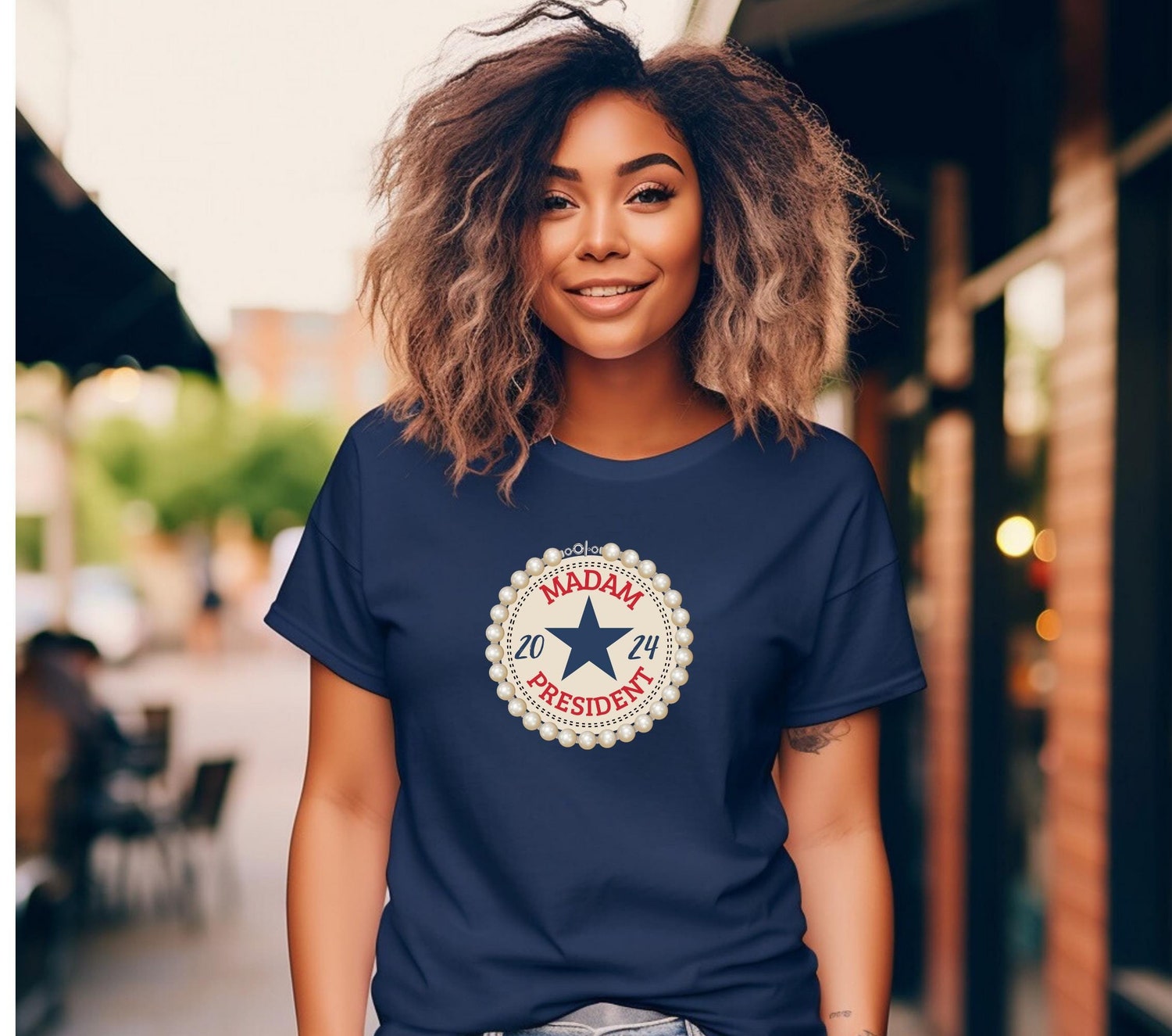Kamala Harris Chucks and Pearls T-Shirt | Biden Harris Inauguration Shirt | Madam Vice President Tee image 0