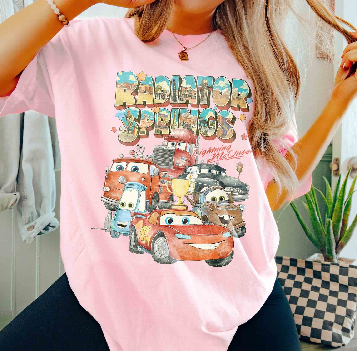 Retro Radiator Springs Cars Movie Shirt | Lightning McQueen Disney Family Trip Tee image 2