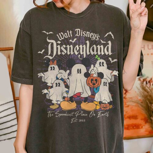 Retro Halloween Shirt with Mickey Ghost and Friends - Halloween Party Gift image 0