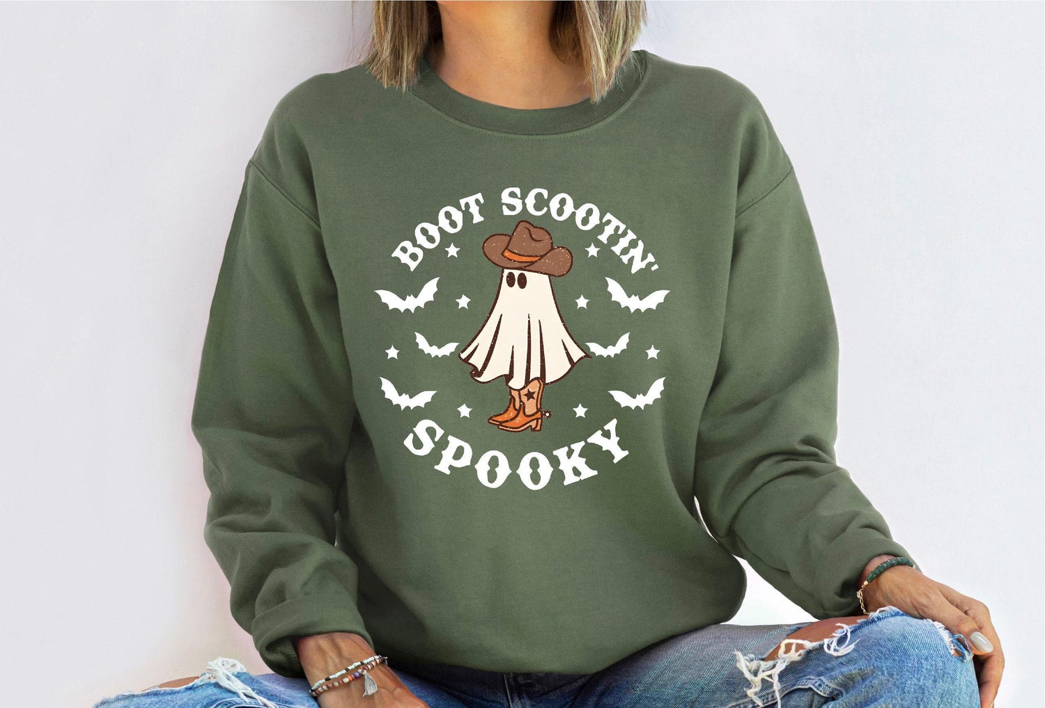 Boot Scootin Spooky Sweatshirt - Cowboy Ghost Western Halloween Shirt - Family Fall Tee image 7