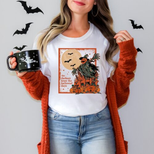 Vintage Halloween Shirt | Darkest Brew Hallowed Days | Family Halloween Gift Tee image 0