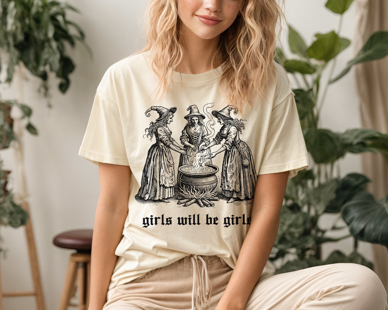 Girls Will Be Girls Witch Shirt - Vintage Halloween Feminist Tee image 6