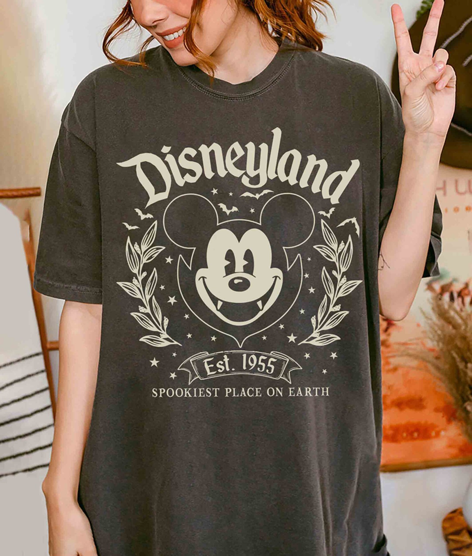 Retro Halloween Shirt Mickey Spookiest Place On Earth Halloween Party Tee image 1