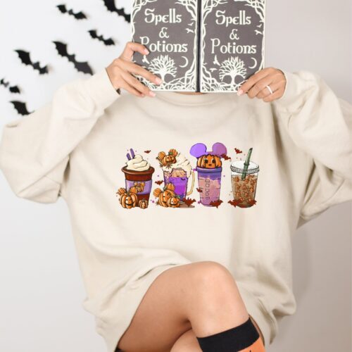 Disney Halloween Drinks Sweatshirt | Halloween Costume | Disneyland Sweater | Pumpkin Spice Latte Shirt image 0