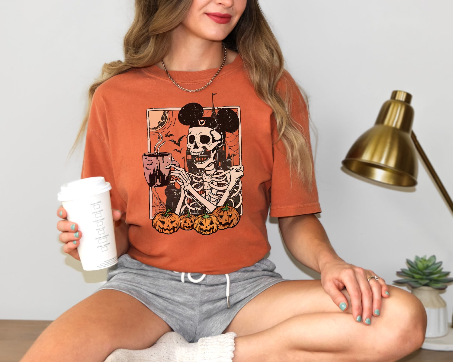 Halloween Mickey Skeleton Shirt | Retro Vintage Halloween Women's Tee image 1