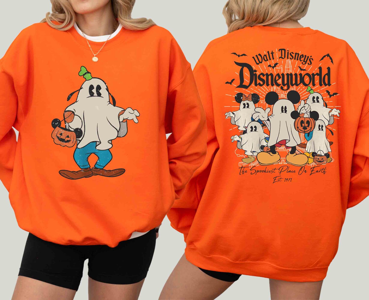 Vintage Halloween Shirt 1971 Double-Sided Mickey and Friends Ghost Tee image 2