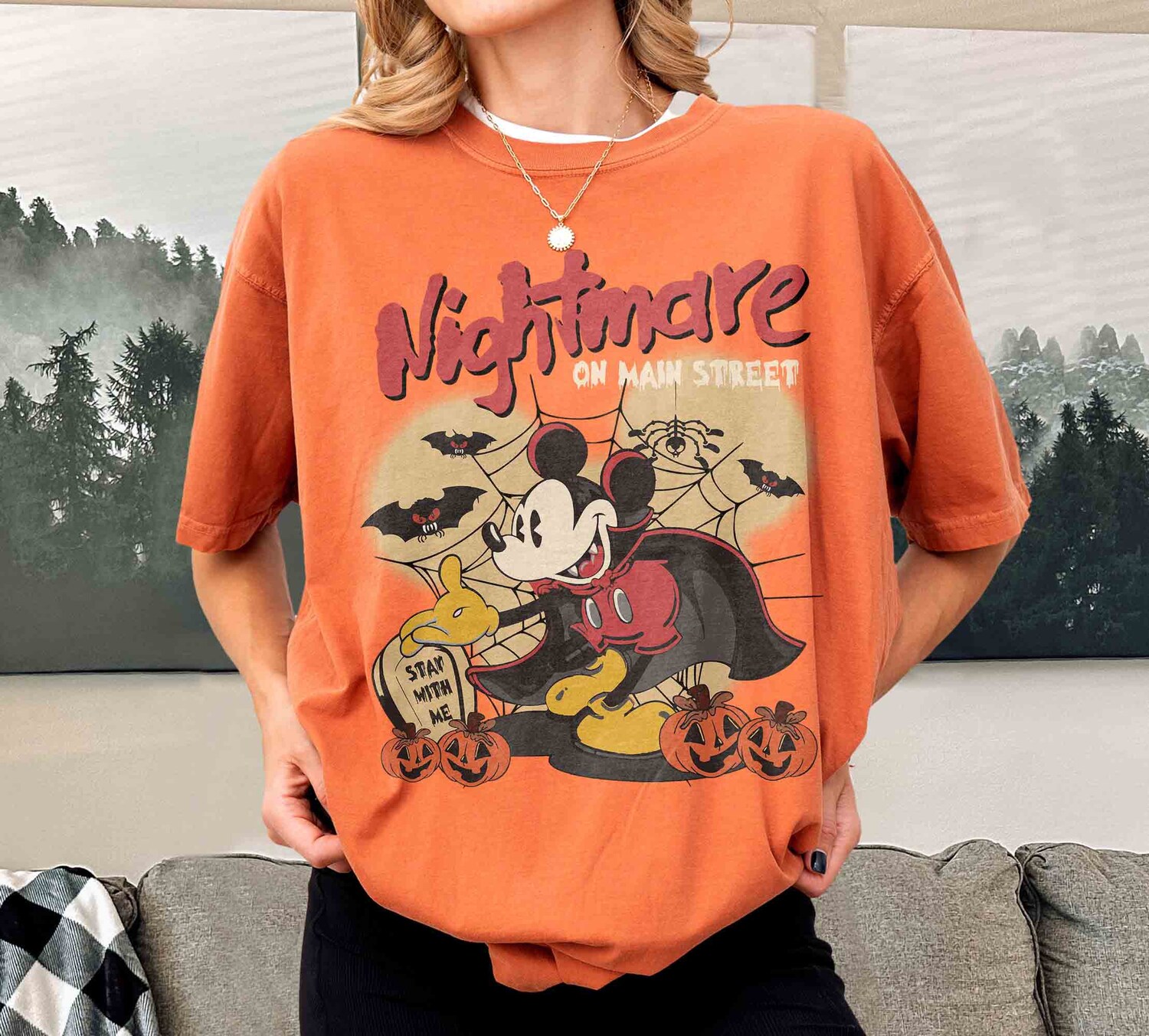 Vintage Mickey Halloween T-Shirt | Halloween Tee | Nightmare on Main Street Shirt image 2