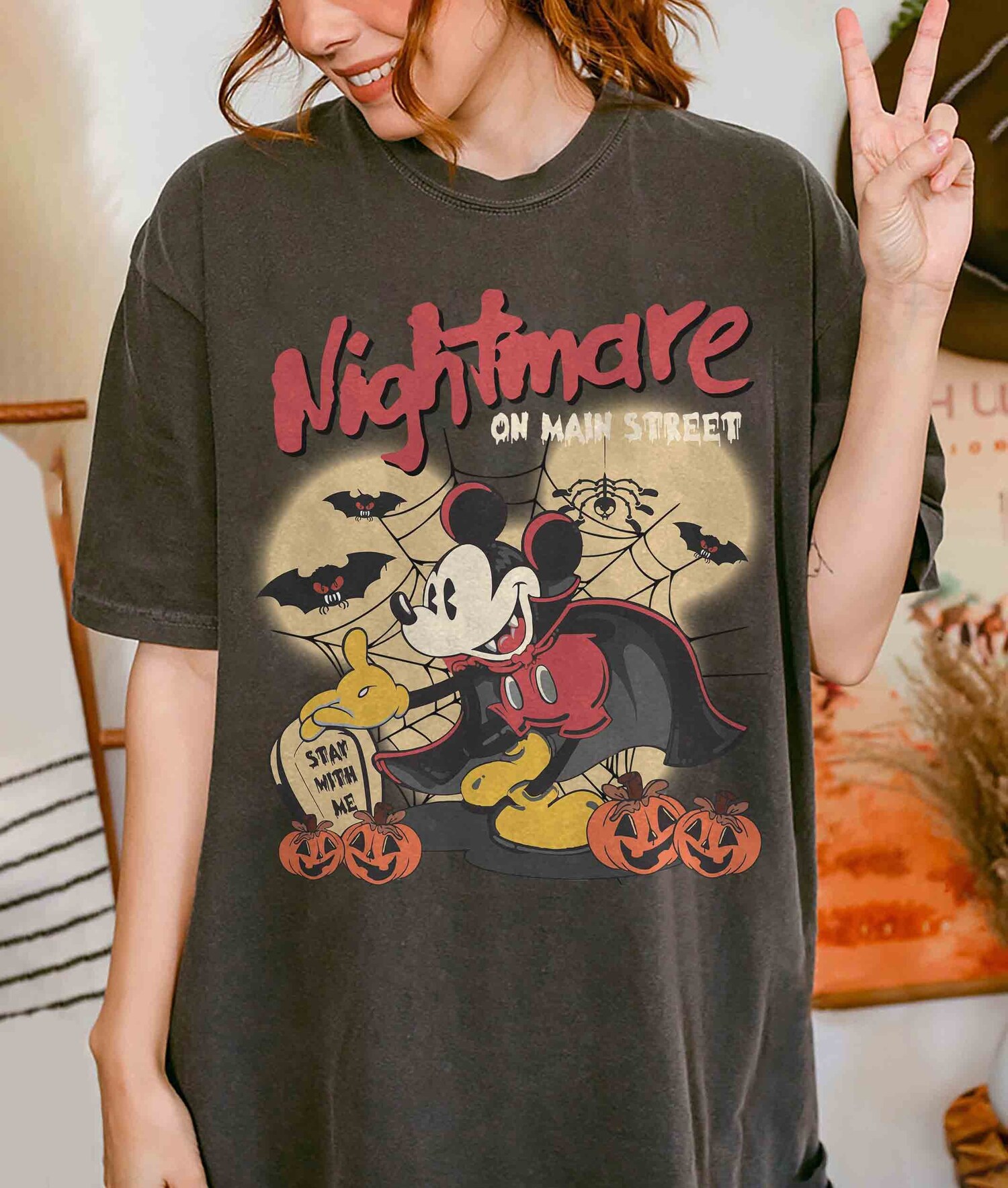 Vintage Mickey Halloween T-Shirt | Halloween Tee | Nightmare on Main Street Shirt image 0