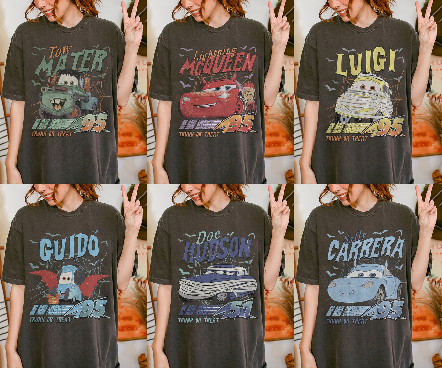 Retro Cars Movie Characters Disney Halloween Shirt Halloween Party Tee Disney Trip Shirt image 0