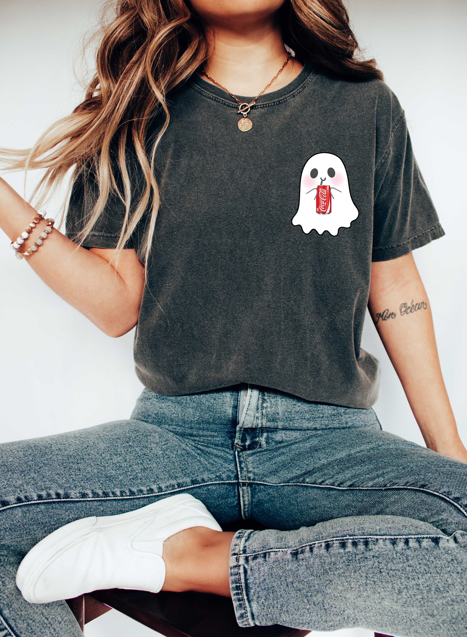 Ghost Drinking Cola Halloween Sweater | Cute Ghost Party | Fun Halloween Gift image 3