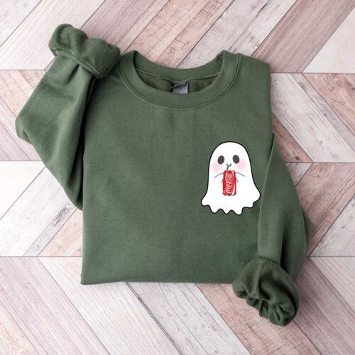 Ghost Drinking Cola Halloween Sweater | Cute Ghost Party | Fun Halloween Gift image 0