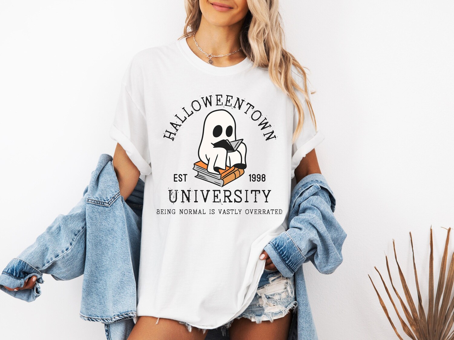 Halloweentown Est 1998 Fall Shirt - Halloween Ghost Book Lover Women’s Tee image 1