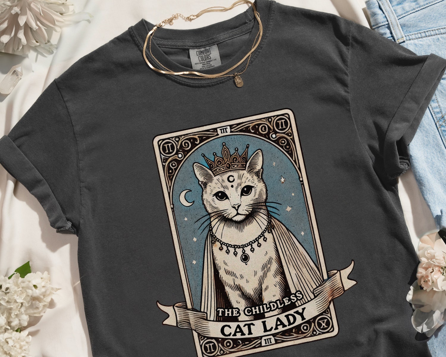 Tarot Card Cat Lady Shirt - Cat Lover Gift - Feminist Kamala Harris 2024 Election Tee image 3