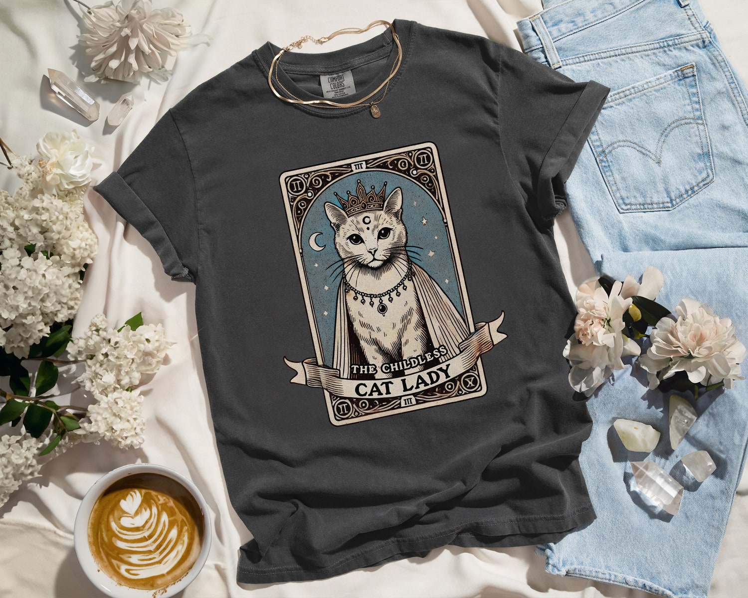 Tarot Card Cat Lady Shirt - Cat Lover Gift - Feminist Kamala Harris 2024 Election Tee image 1