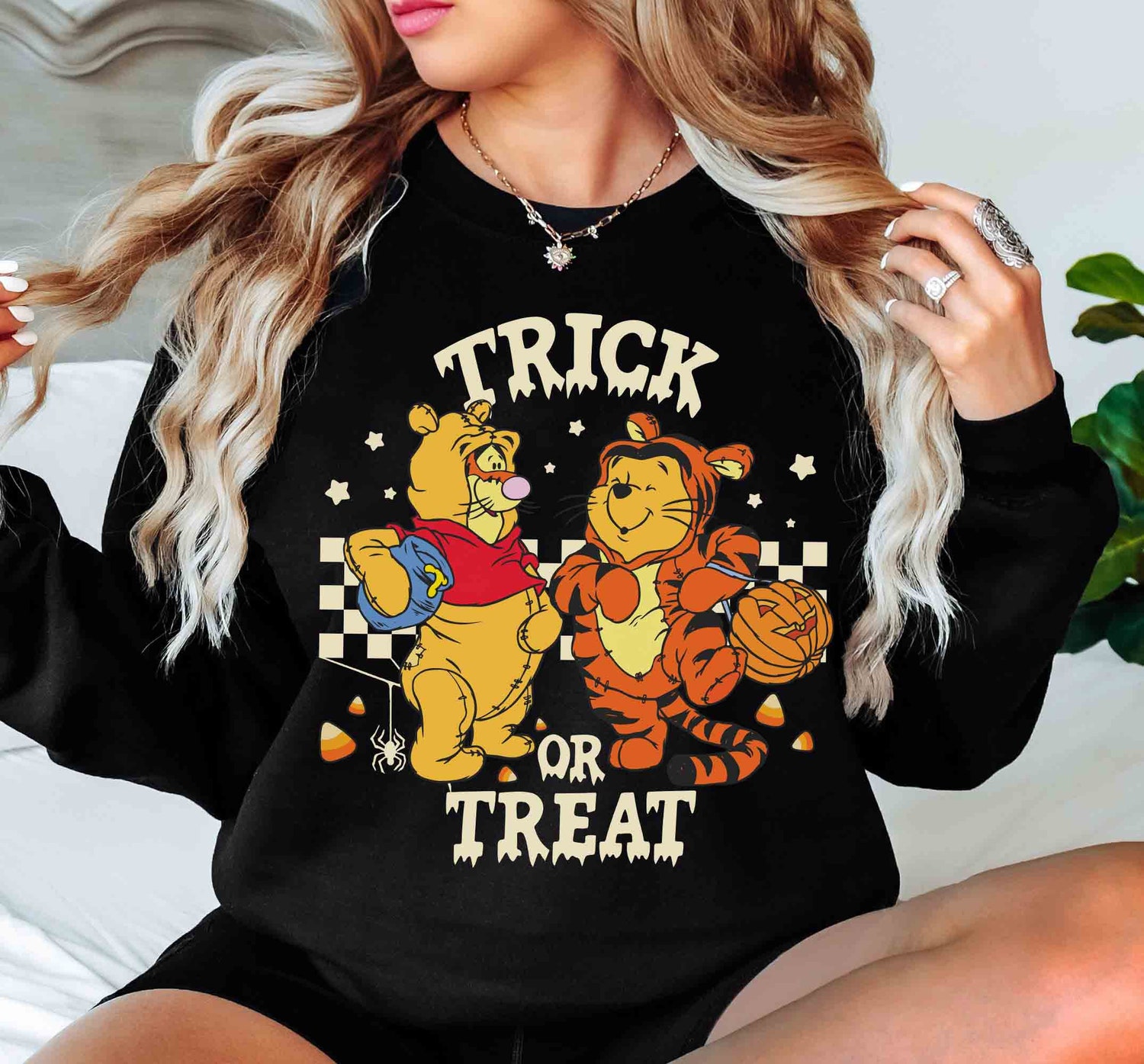 Retro Trick or Treat Pooh and Tigger Shirt Halloween Tee Winnie The Pooh Halloween Shirt for Kids image 5