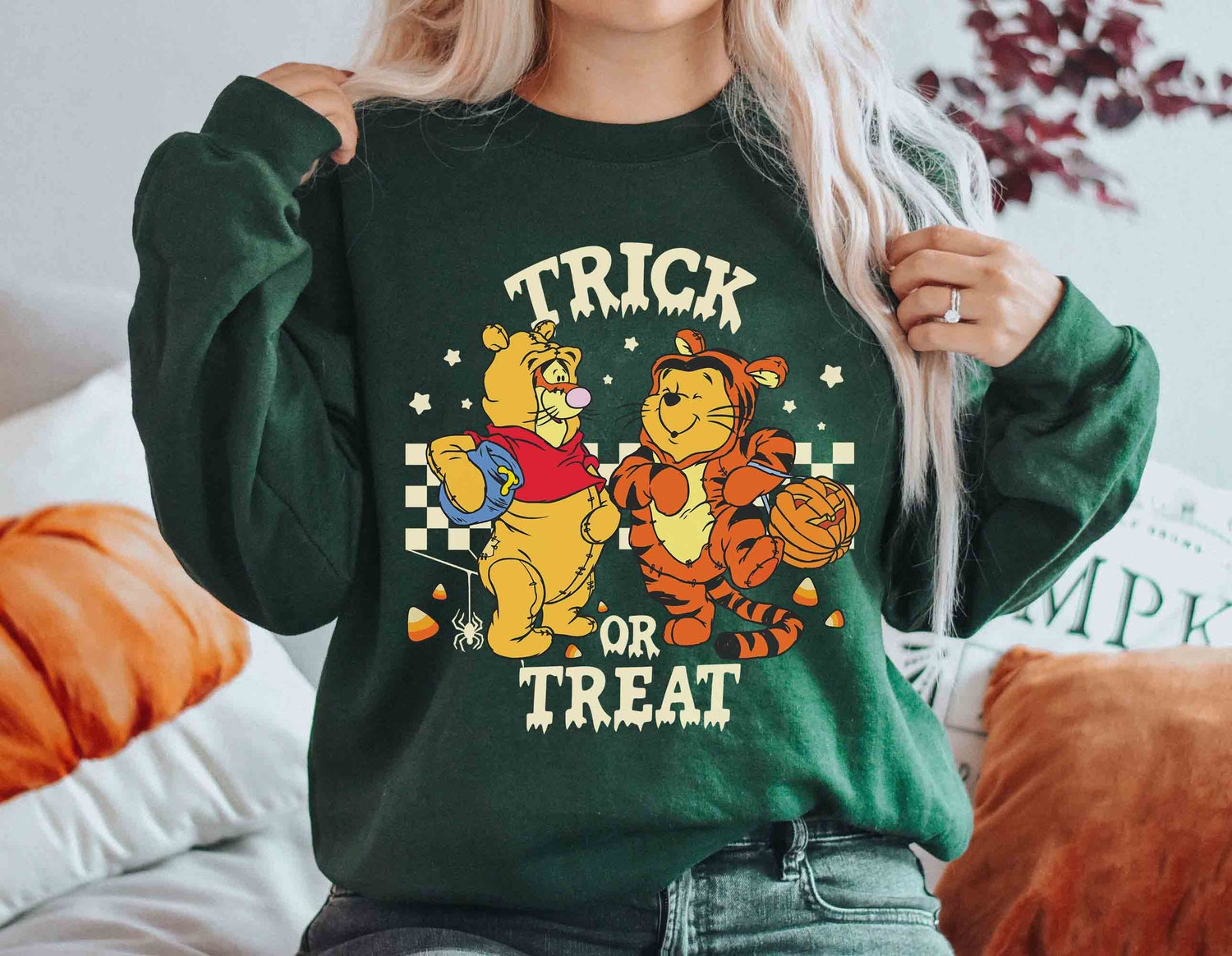 Retro Trick or Treat Pooh and Tigger Shirt Halloween Tee Winnie The Pooh Halloween Shirt for Kids image 4