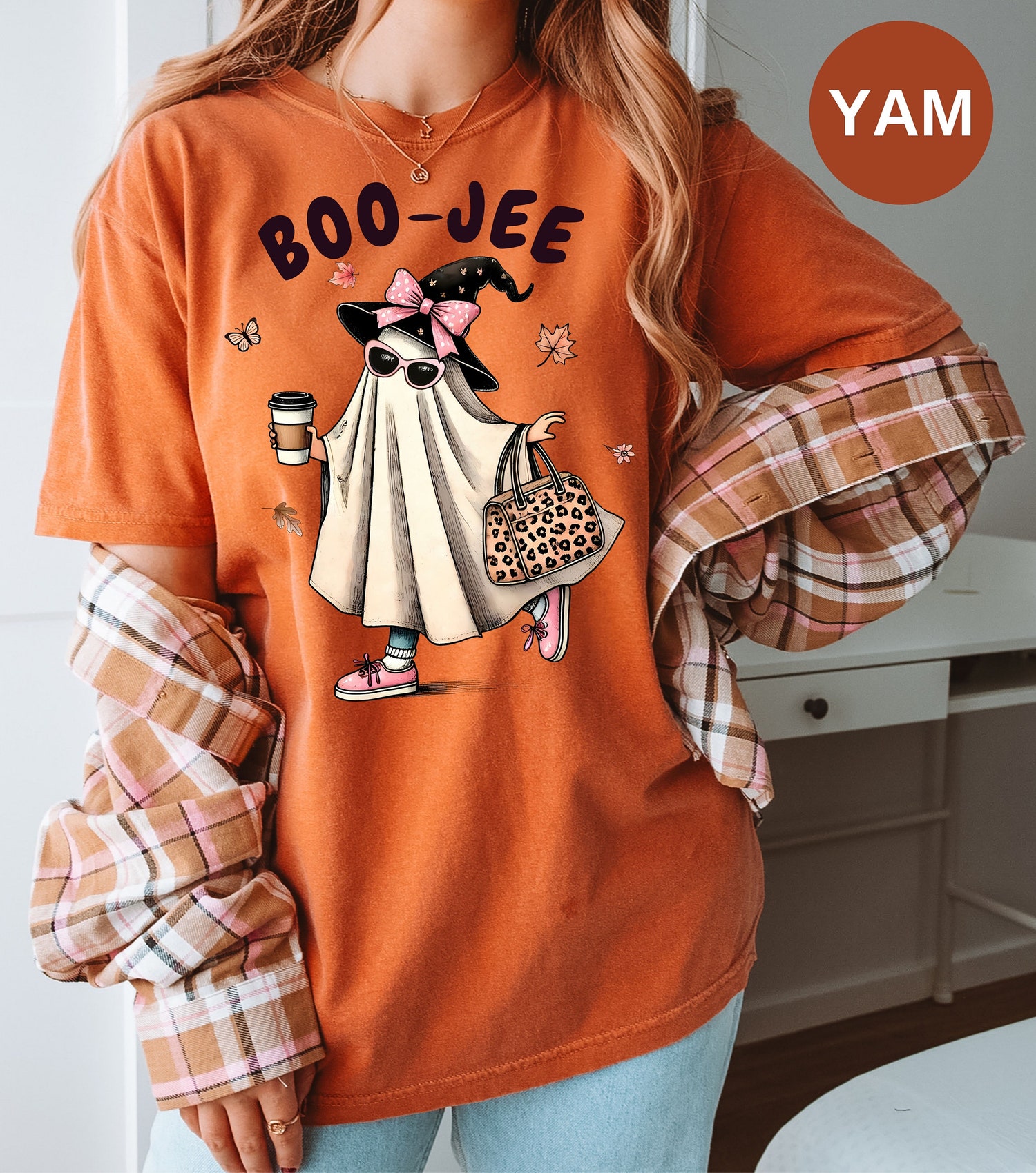 Women's Boojee Halloween 2024 T-Shirt Cute Boujee Ghost Comfort Color Boo-Jee Tee image 2