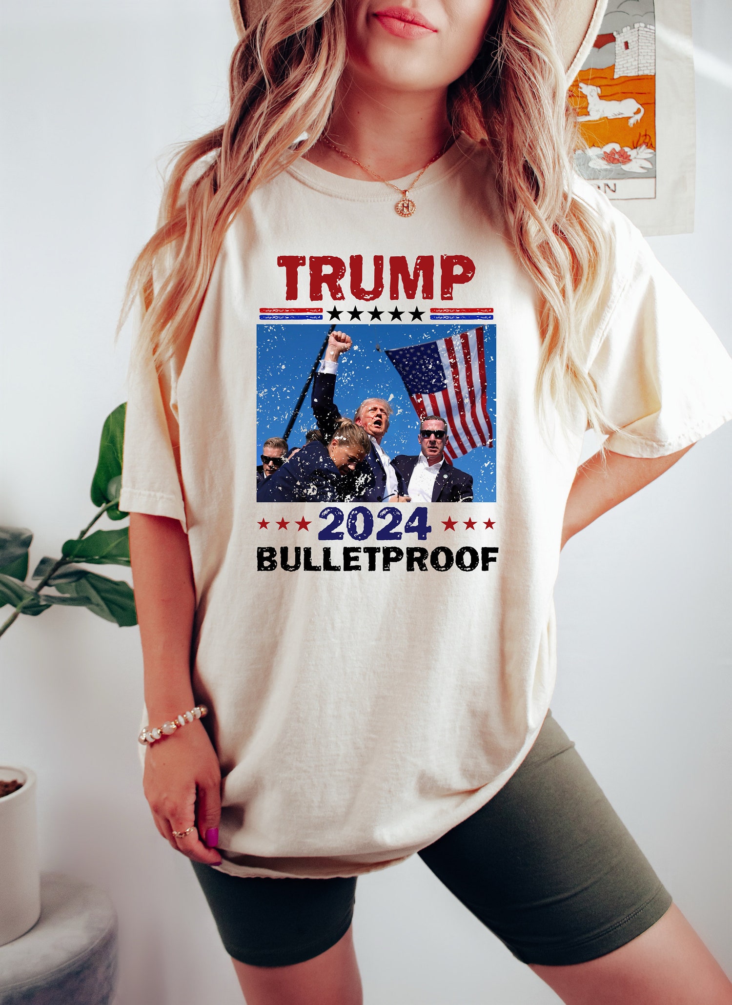 Donald Trump 2024 Presidential Campaign T-Shirt | Trump Shooting Design | Bulletproof Trump image 2