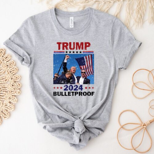 Donald Trump 2024 Presidential Campaign T-Shirt | Trump Shooting Design | Bulletproof Trump image 0