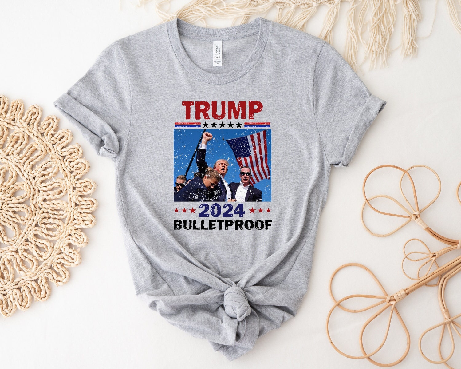 Donald Trump 2024 Presidential Campaign T-Shirt | Trump Shooting Design | Bulletproof Trump image 0