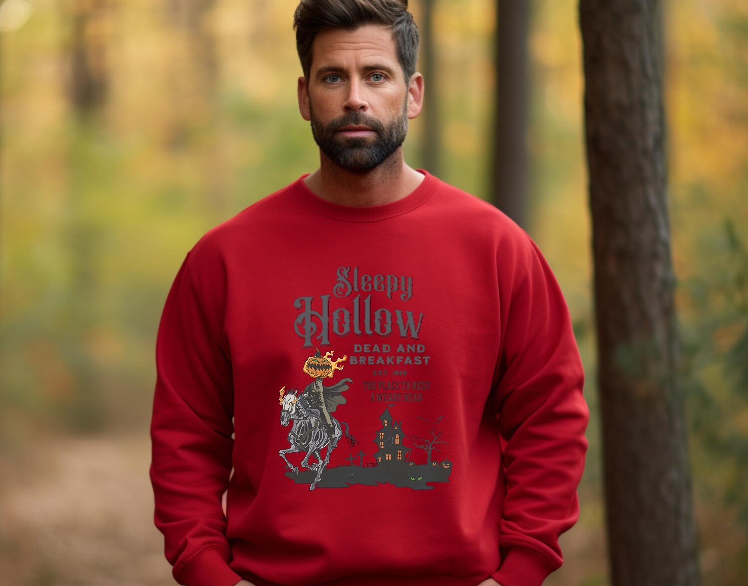 Vintage Halloween Sleepy Hollow Sweatshirt | Headless Horseman Horror Pullover image 3