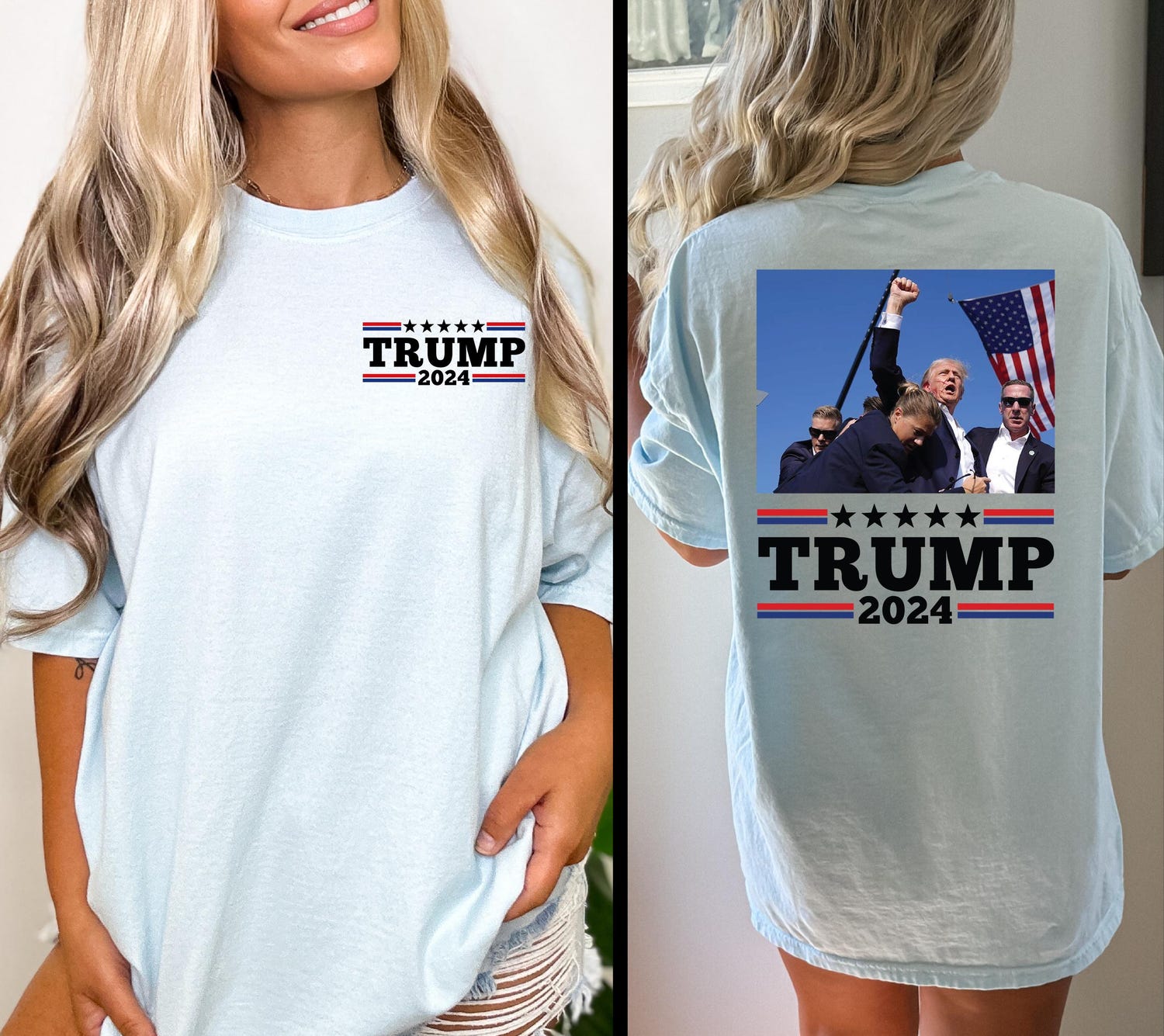 Trump 2024 Fist Pump T-Shirt | Trump for President | Assassination Attempt Survivor Tee image 2