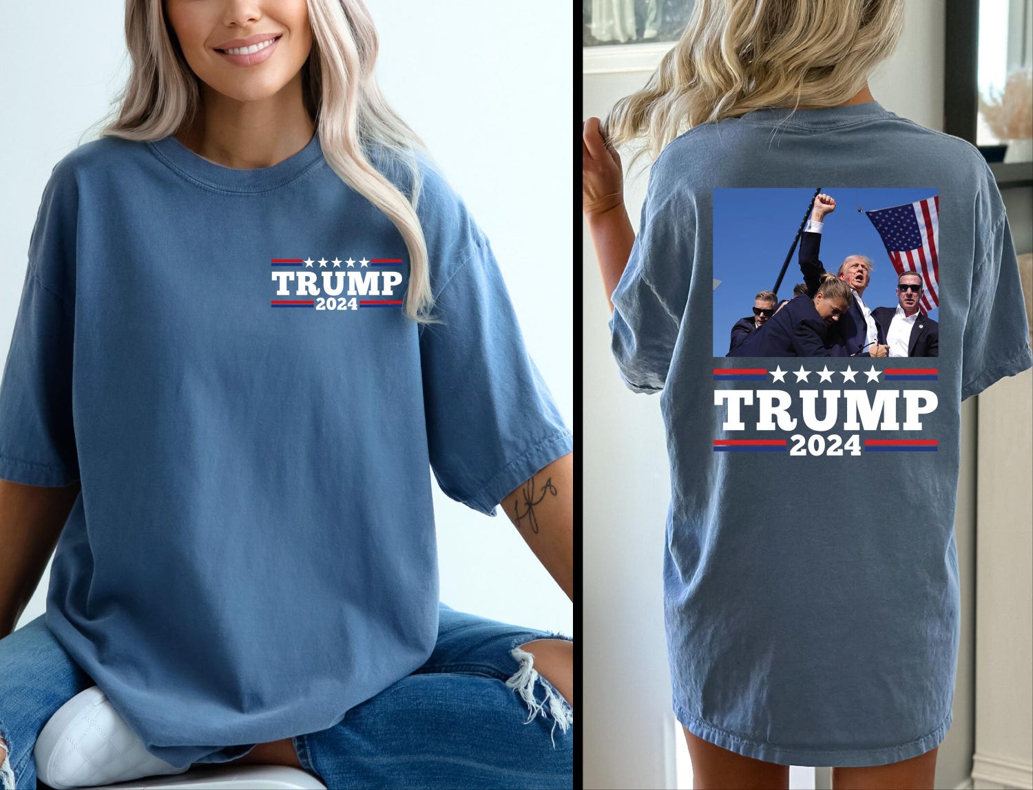 Trump 2024 Fist Pump T-Shirt | Trump for President | Assassination Attempt Survivor Tee image 4