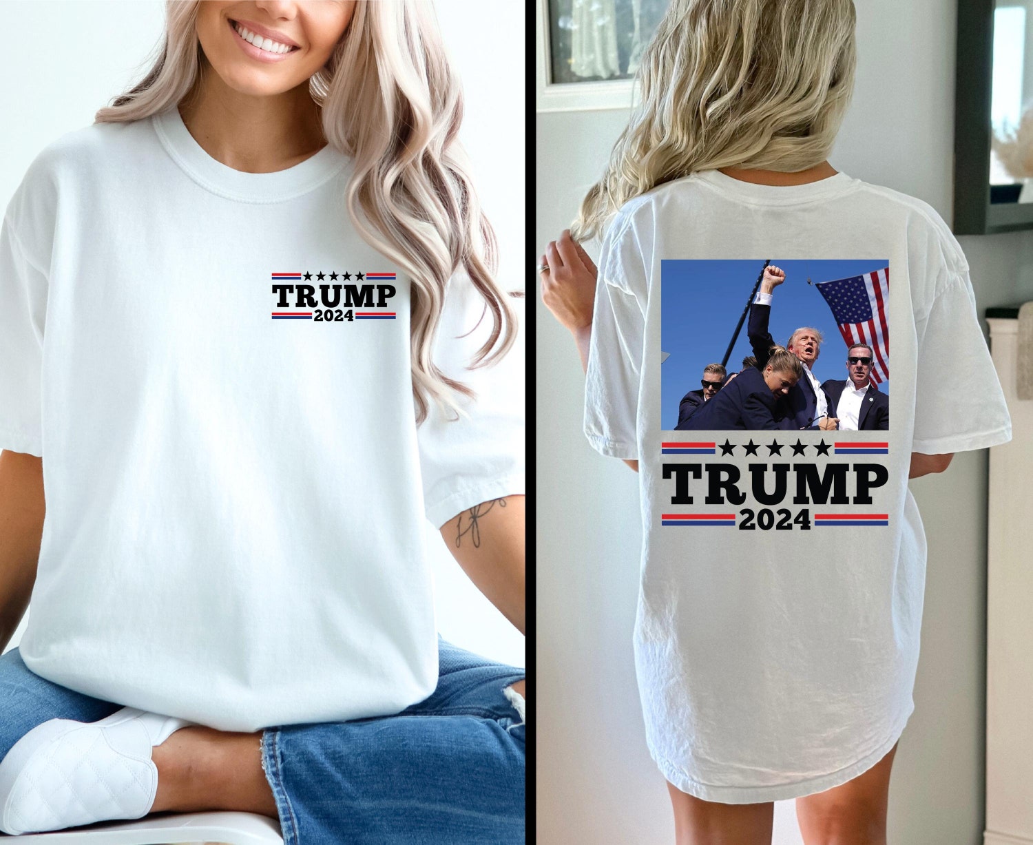 Trump 2024 Fist Pump T-Shirt | Trump for President | Assassination Attempt Survivor Tee image 1