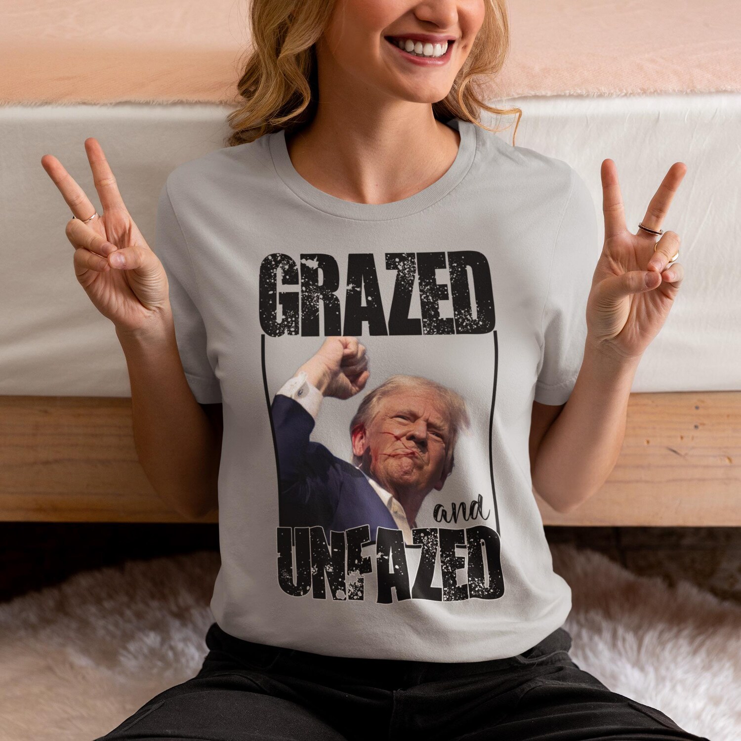 Donald Trump Grazed And Unfazed T-Shirt - Tribute & Fan Gift Apparel image 1