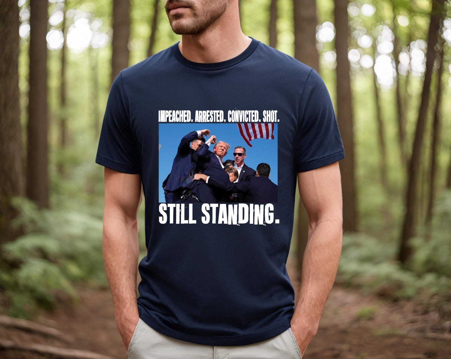 Trump 2024 Election Shirt - Impeached Arrested Convicted Still Standing - Support Trump image 2