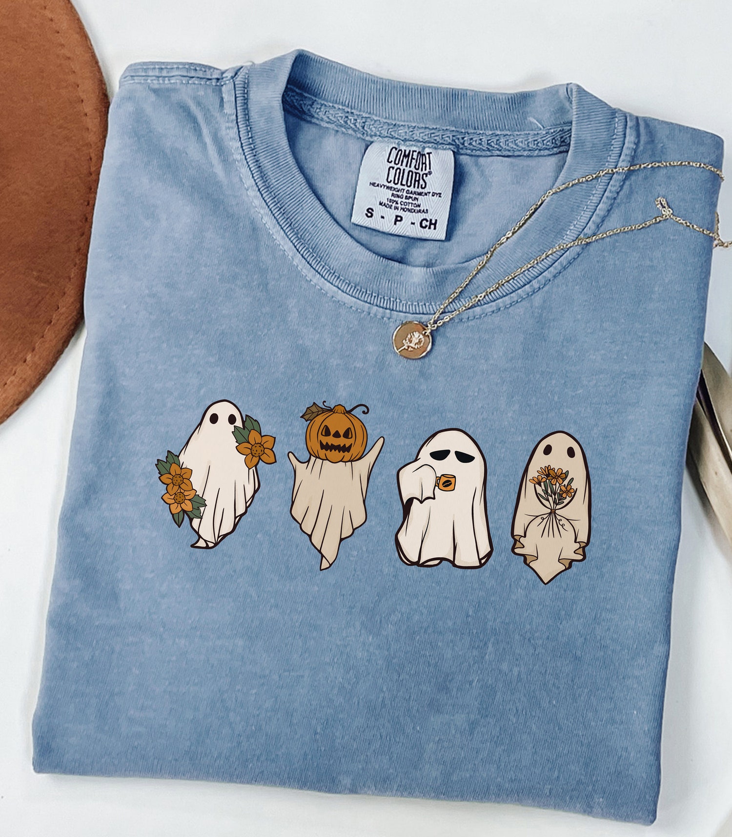 Cute Ghost Halloween Shirt | Women's Spooky Season Fall Tee | Halloween Gift image 2