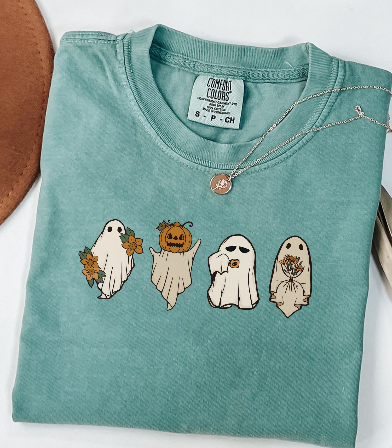 Cute Ghost Halloween Shirt | Women's Spooky Season Fall Tee | Halloween Gift image 3